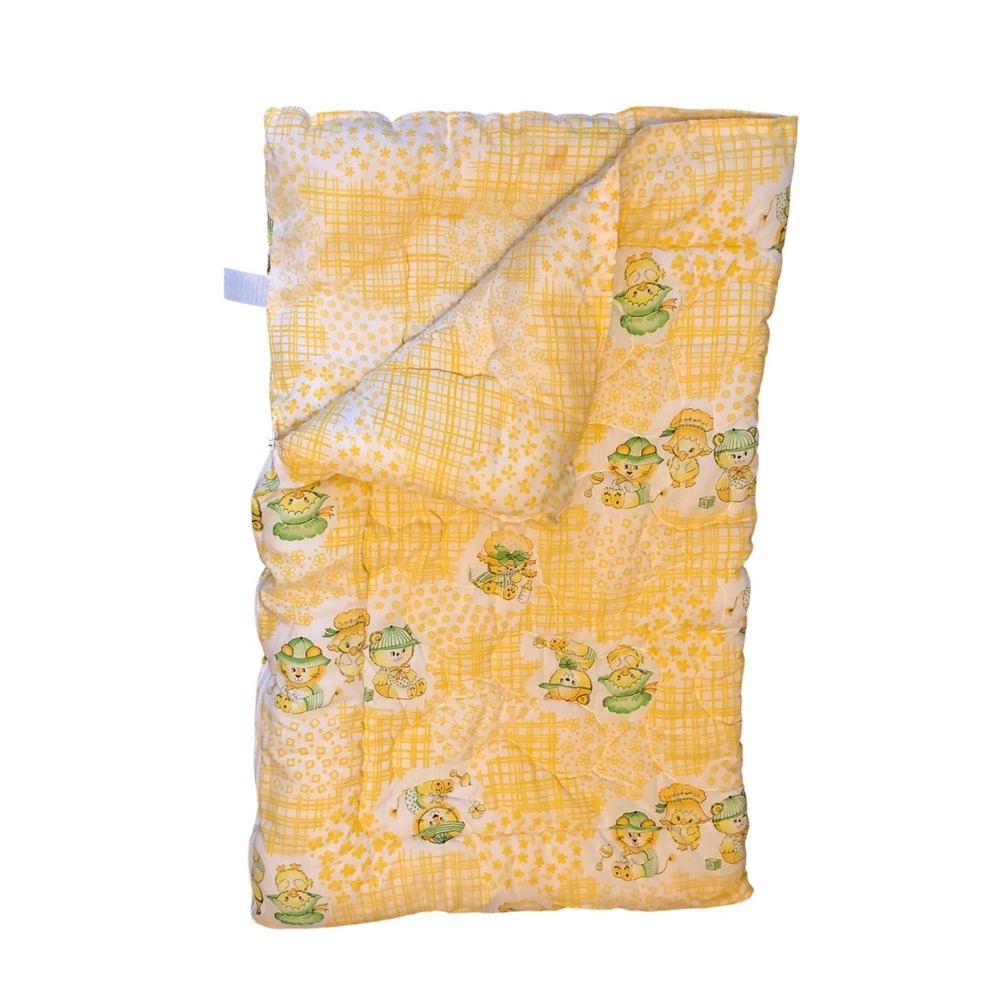 Vintage Dundee Baby Comforter Yellow Lion Duck Bear Plaid Sleeping‎ Bag Quilt